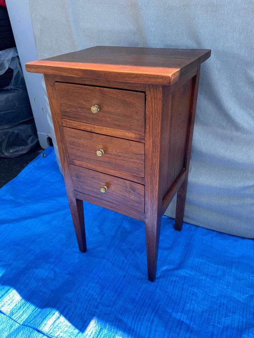 チーク無垢材 アンティーク調 チークスリム　チェスト ナイトテーブル サイド