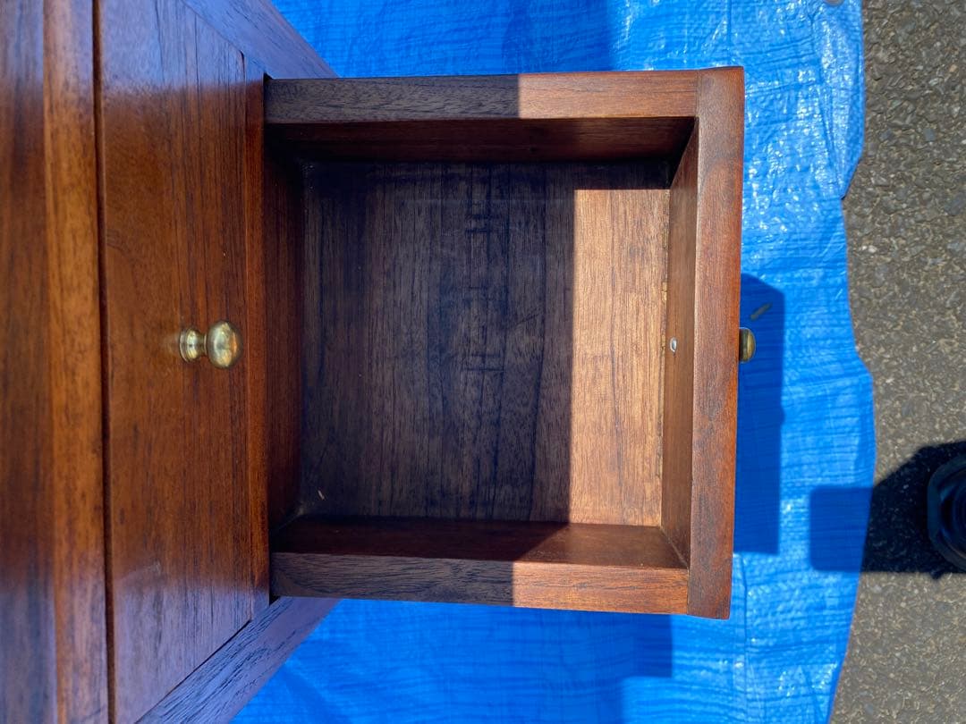 チーク無垢材 アンティーク調 チークスリム　チェスト ナイトテーブル サイド