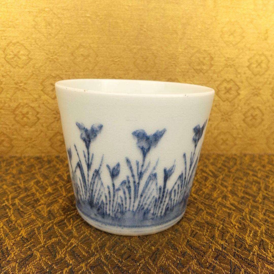 【お値下げしました！】古伊万里　そば猪口　染付　花文