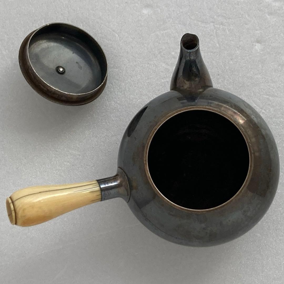 純銀横手急須 純銀急須 銀瓶 菊花摘蓋