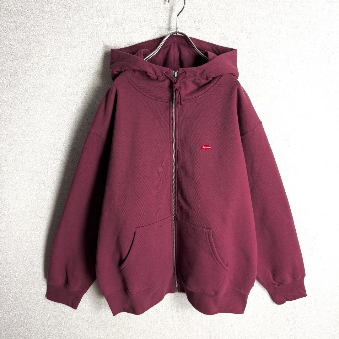 【桜色☆タグ付き☆スモールボックスロゴ】シュプリーム ジップパーカー即完売