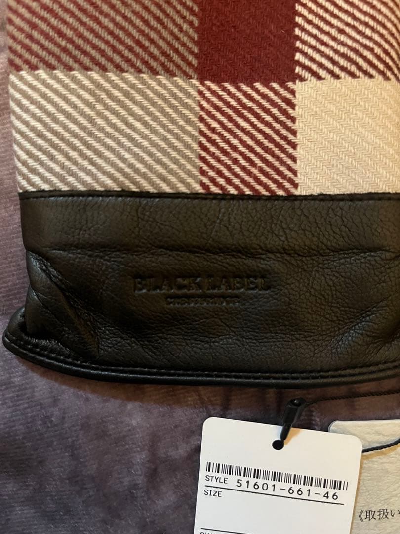 新品未使用☆CBチェックレザーグローブ ブラックレーベル クレストブリッジ