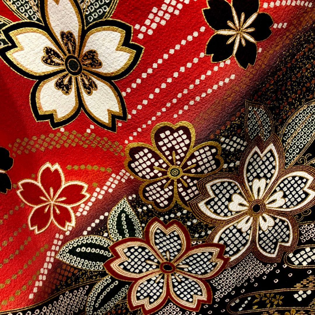 振袖フルセット(7点)・作家物・落款入り・桜尽くし・金彩加工・鹿の子柄