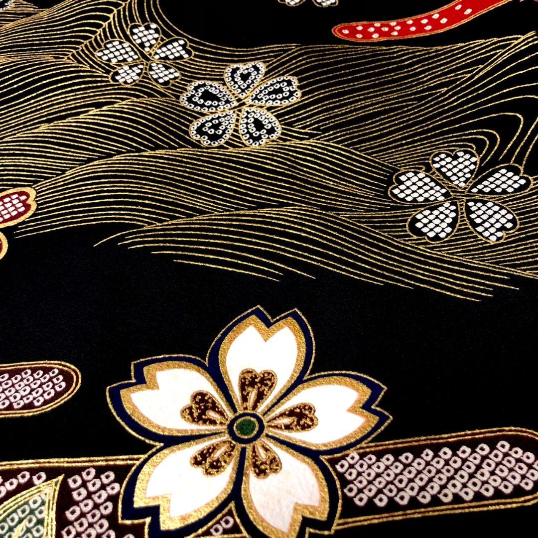 振袖フルセット(7点)・作家物・落款入り・桜尽くし・金彩加工・鹿の子柄