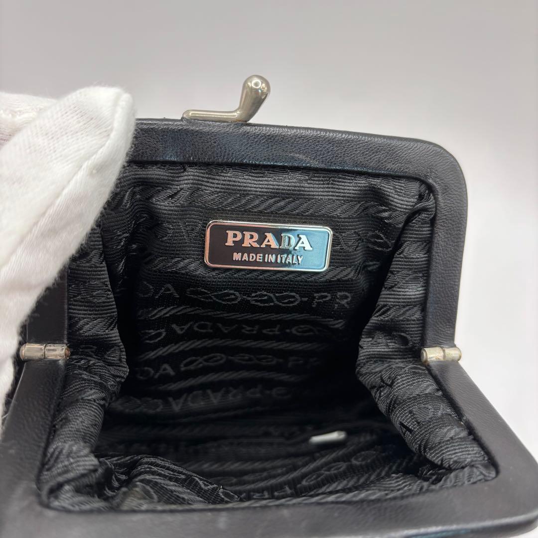 希少品　PRADA ケース　小銭入れ　ポーチ　ブラック　レザー　型押し