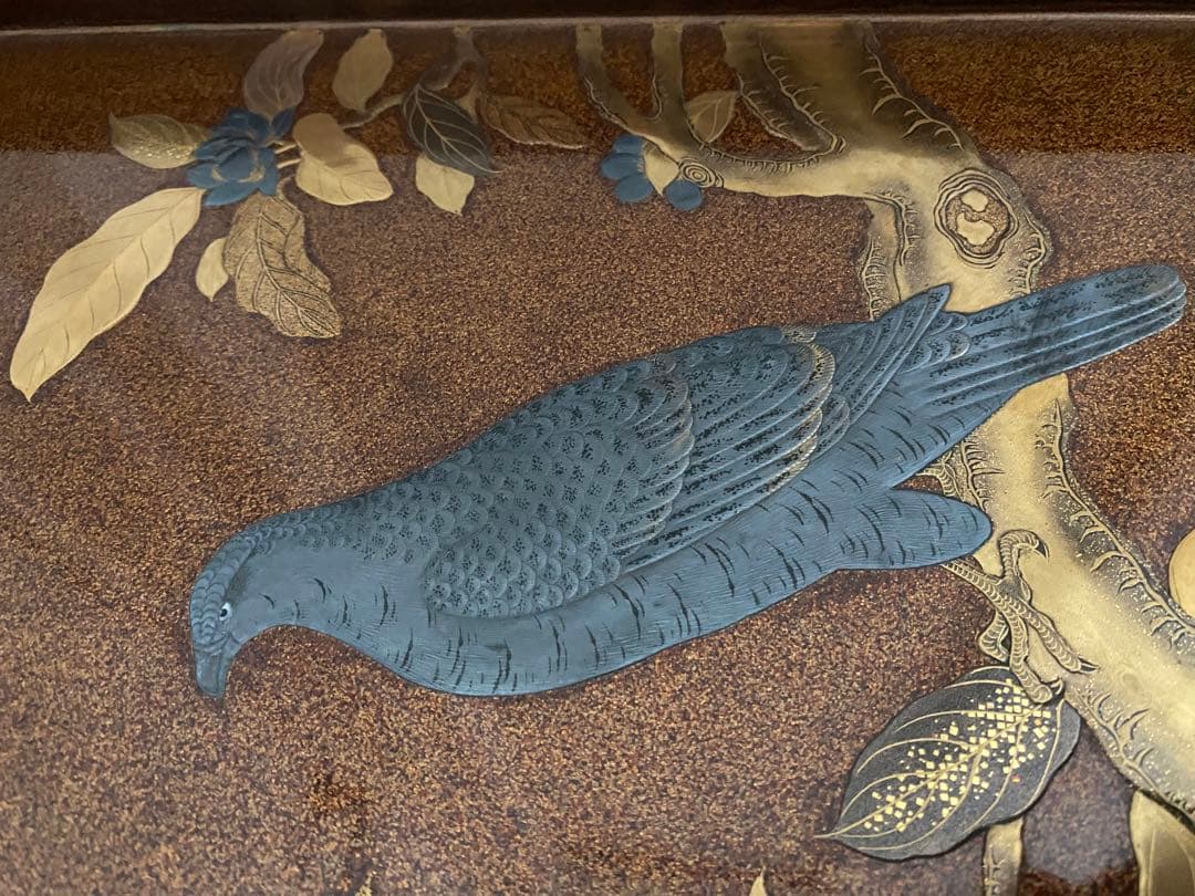 明治期頃 蒔絵 扇面 御料紙箱　料紙箱　草紙箱　書簡 内梨子地　漆器 漆工芸