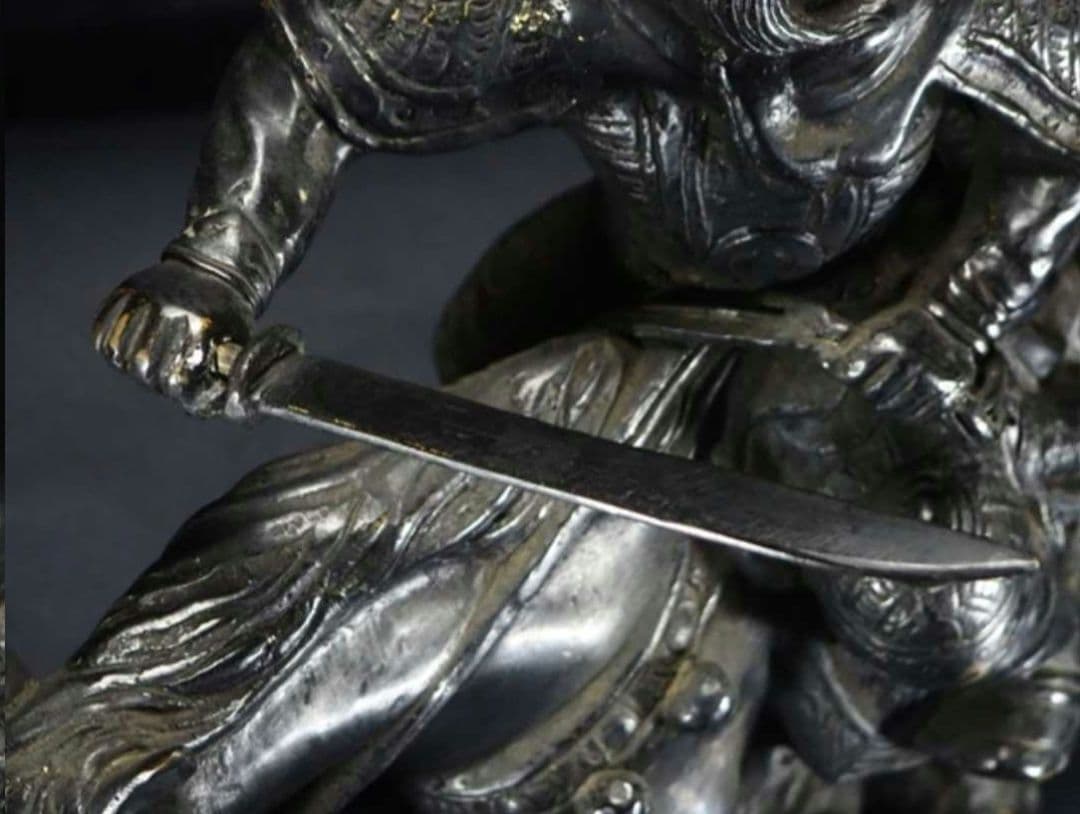 【レア珍品!】金工家作 銅製 大型騎馬武者像置物 幅55cm 重さ17.2kg