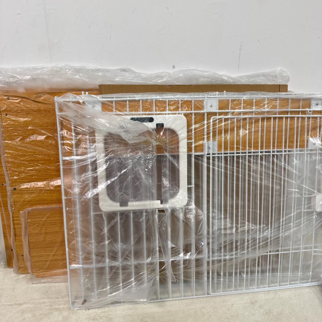 新品 猫 ケージ 2段ケージ キャットケージ 木製フレーム 1585-180