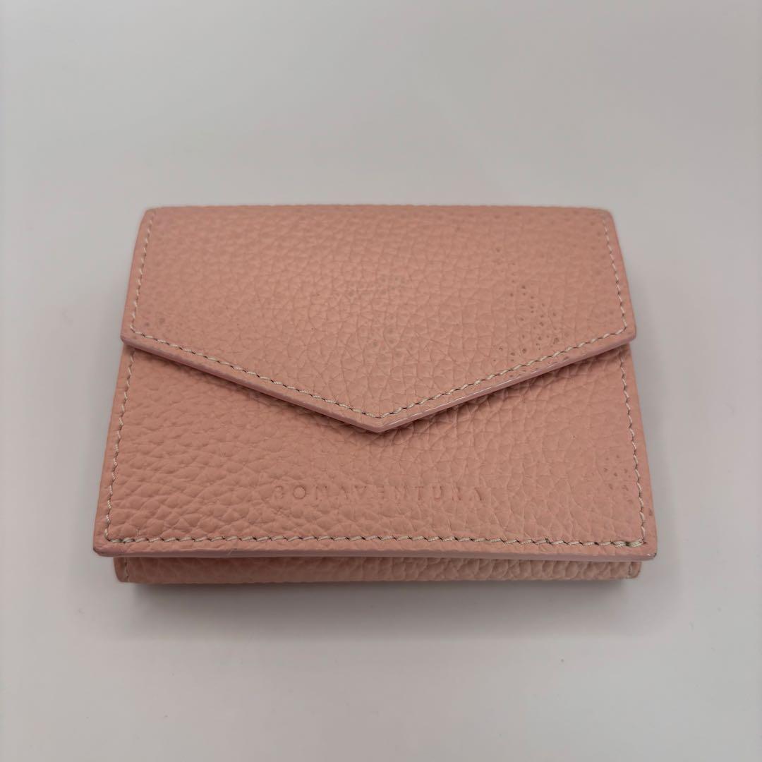 BONAVENTURA 三つ折り財布　ピンク　レザー　スモールウォレット　財布