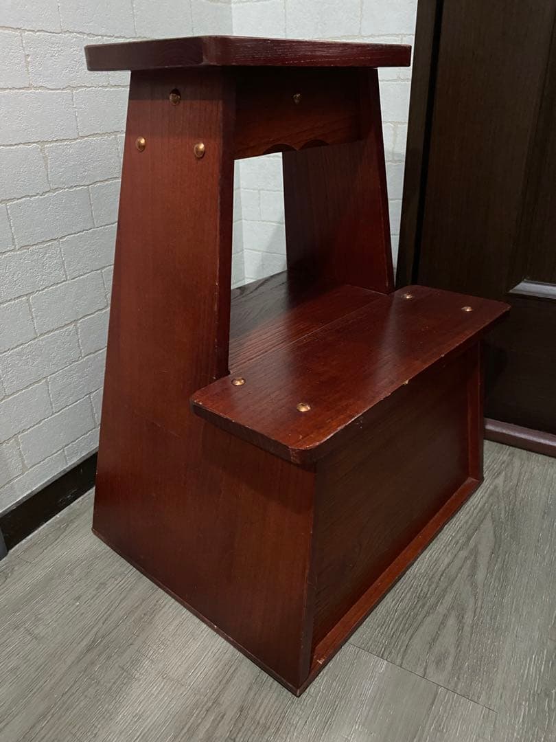 木製 踏み台 収納付き 飾り台 無垢材 アンティーク 昭和レトロ ヴィンテージ