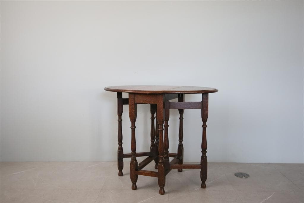 英国アンティーク木製ゲートレッグテーブル/ダイニング机バタフライ(91-126)