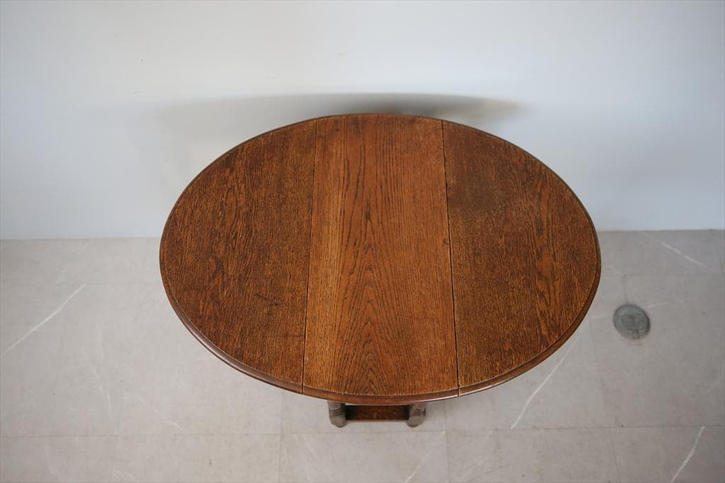 英国アンティーク木製ゲートレッグテーブル/ダイニング机バタフライ(91-126)