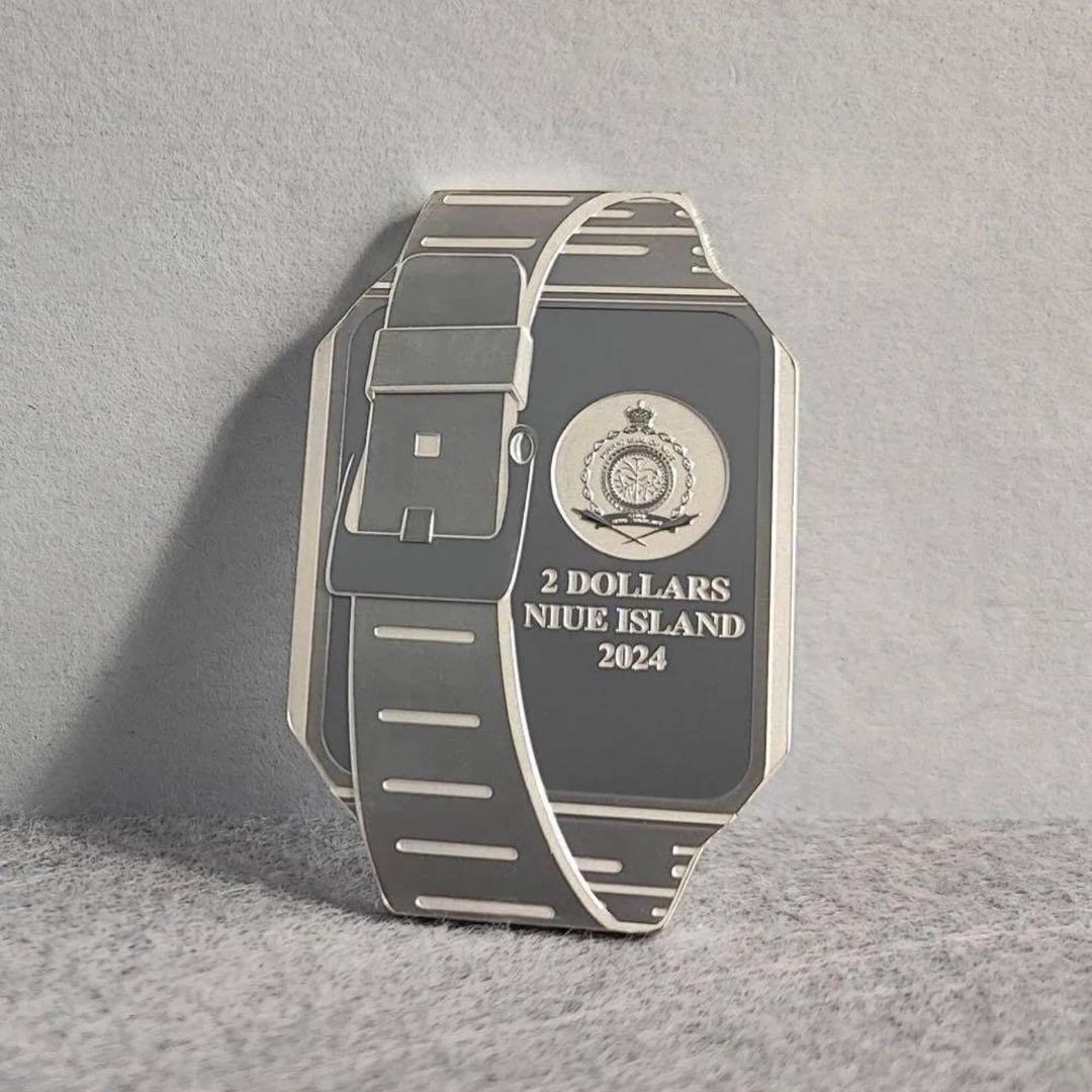 銀貨 電卓付腕時計 プルーフ 2オンス 2oz 特殊形状 パッキング未開封