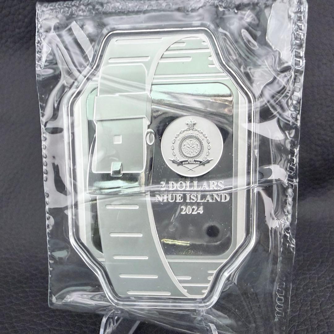 銀貨 電卓付腕時計 プルーフ 2オンス 2oz 特殊形状 パッキング未開封