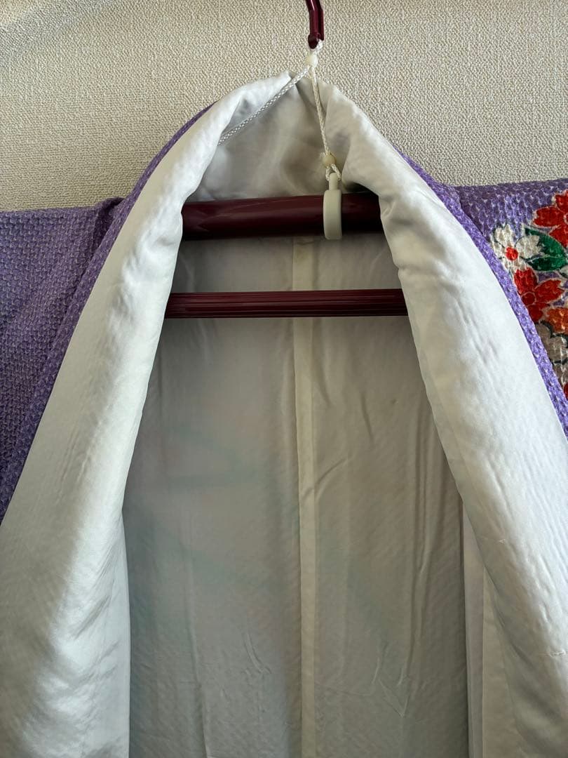 専用【逸品】藤娘きぬたや　総絞り　振袖　藤色　裄68 長襦袢　刺繍半襟付き