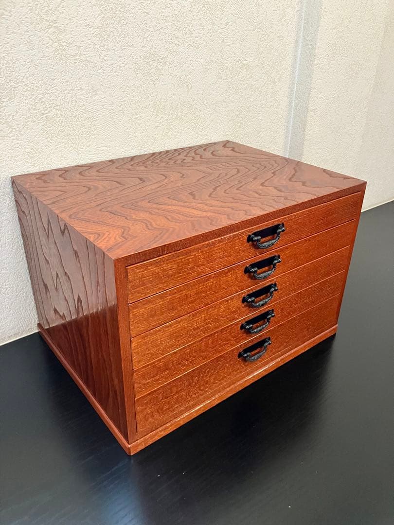 天然木、アクセサリーケース、宝石入れ、収納箱、インテリア、区切り変更可能、(大)