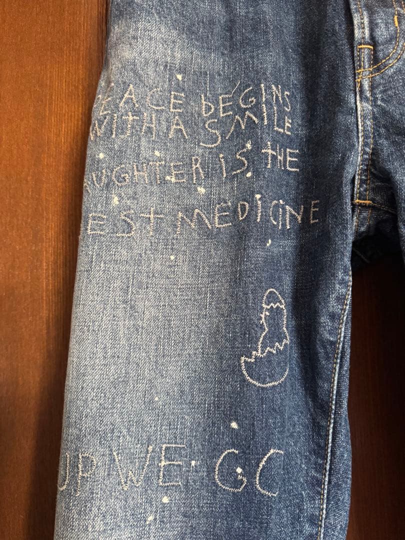 美品　DD デニムダンガリー　ラクガキ　ペンキ　デニム　パンツ　02