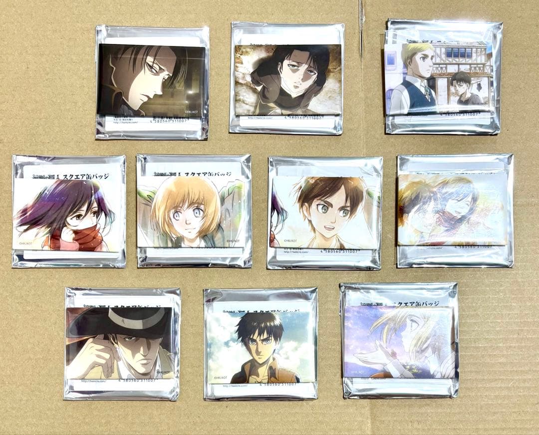 進撃の巨人　スイパラ　スクエア缶バッジ　コンプリートセット