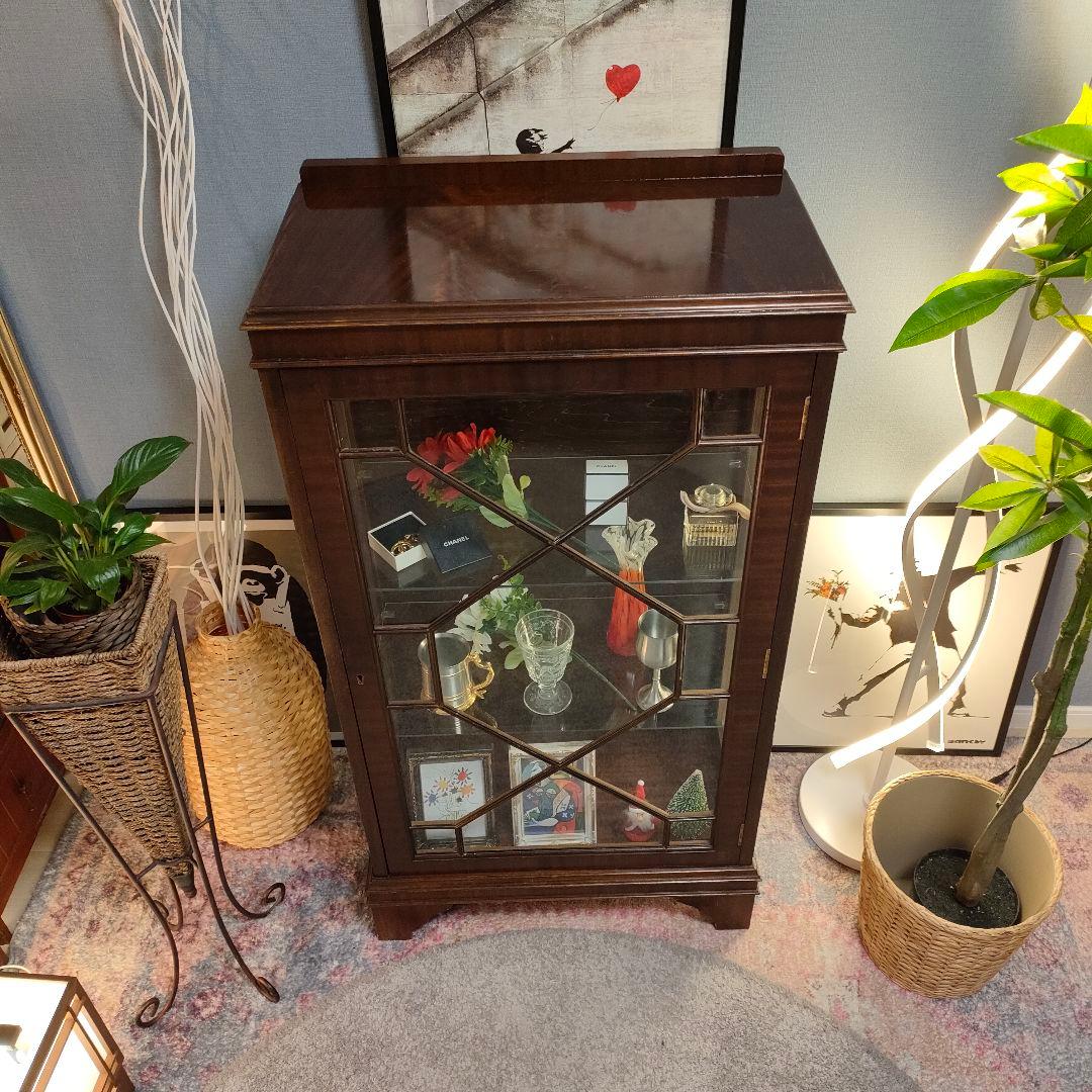 【希少】英国ヴィンテージ ディスプレイショーケース ガラスキャビネット 鍵付き