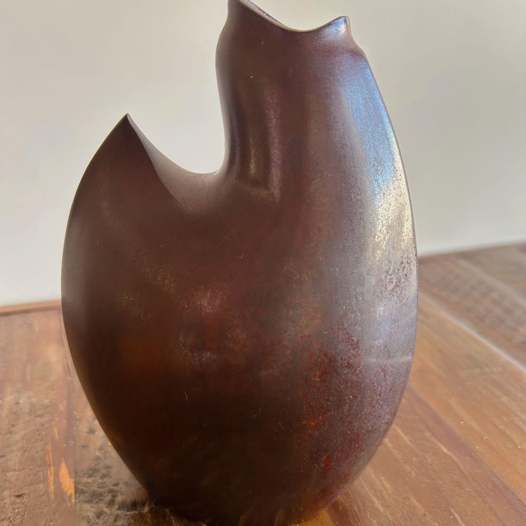 中島保美 鋳銅 雛花瓶 骨董 古美術 花瓶 作家物