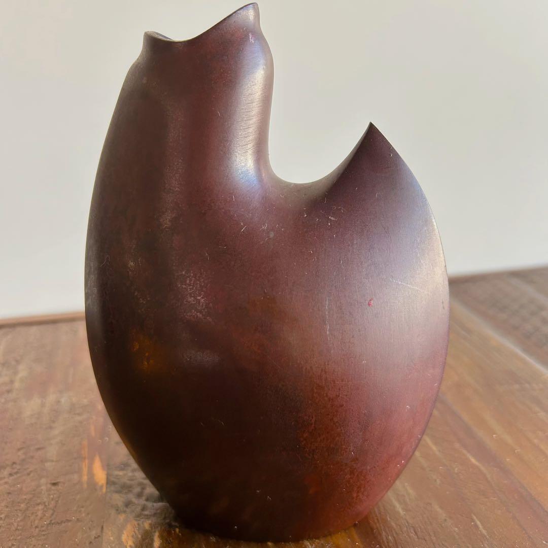 中島保美 鋳銅 雛花瓶 骨董 古美術 花瓶 作家物