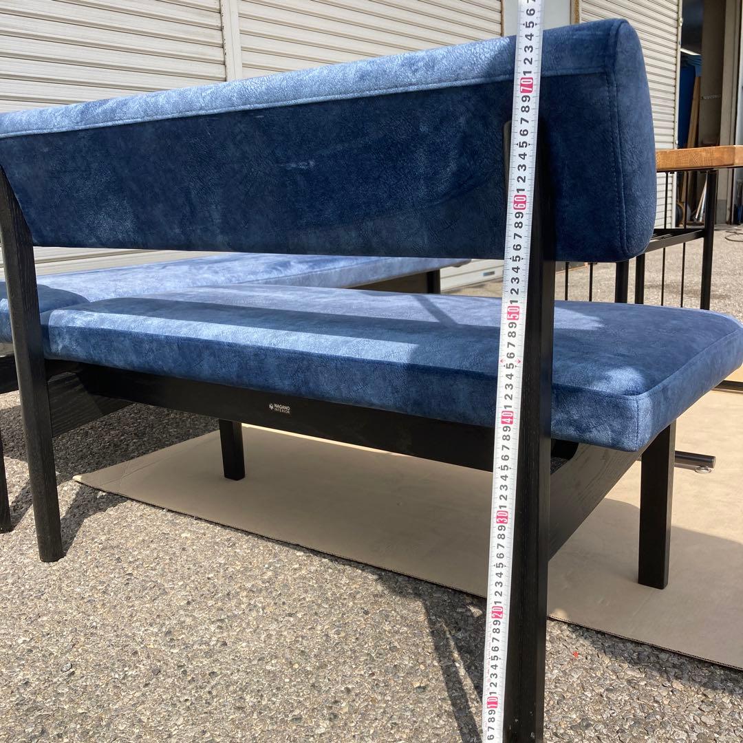 むぎページ　青いファブリック L字型ソファセット