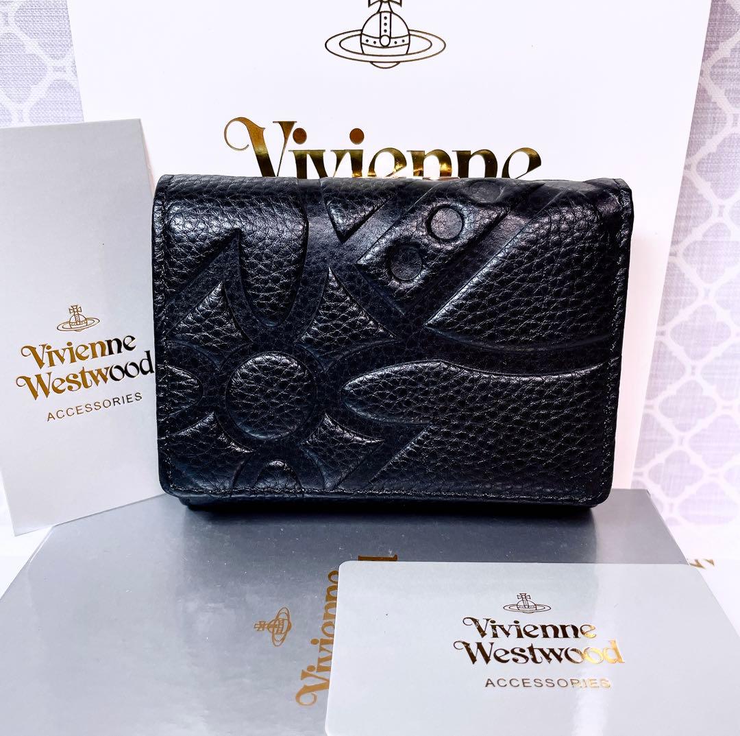 【魅力的☆ショッパー付】オーブ ヴィヴィアン・ウエストウッド 三折財布 ブラック