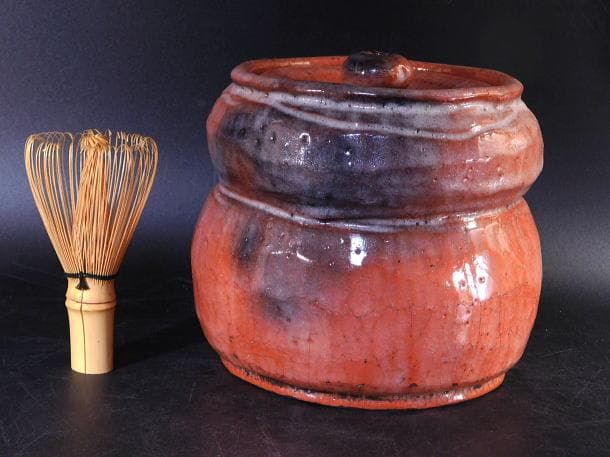 【茶道具　赤楽　瓢形　水指】