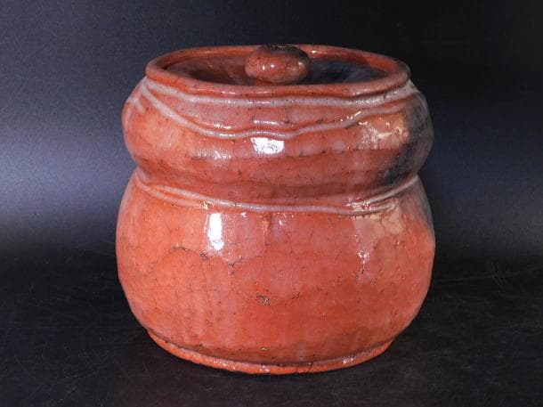 【茶道具　赤楽　瓢形　水指】