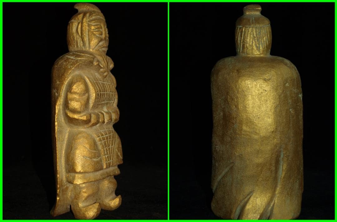 民間仕入れ品　中国明時代石仏　金張り貴重品J710A13-1