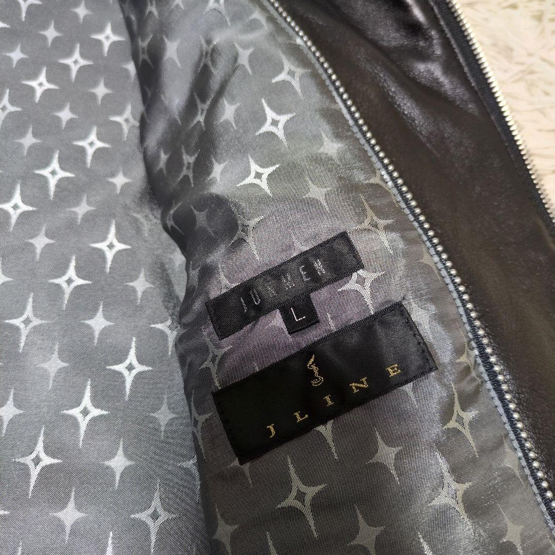 junmen JLINE ラムレザー シングルレザーライダース 黒 L 袖リブ