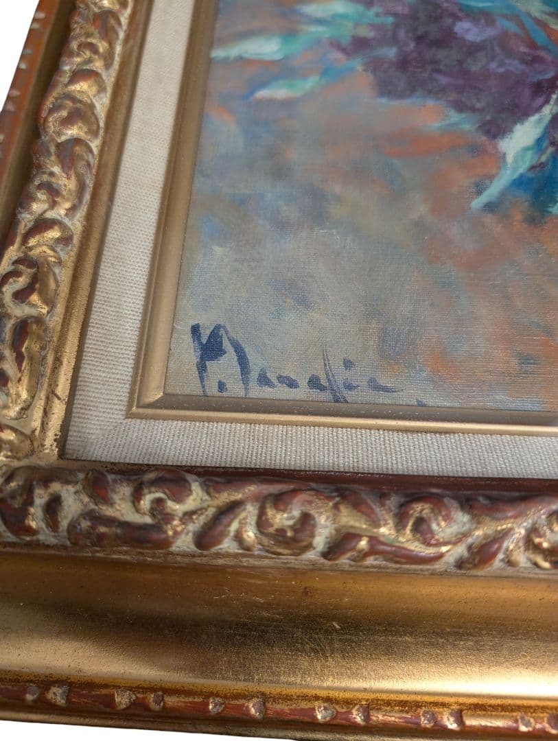 田中実一　トルコキキョウ　油絵