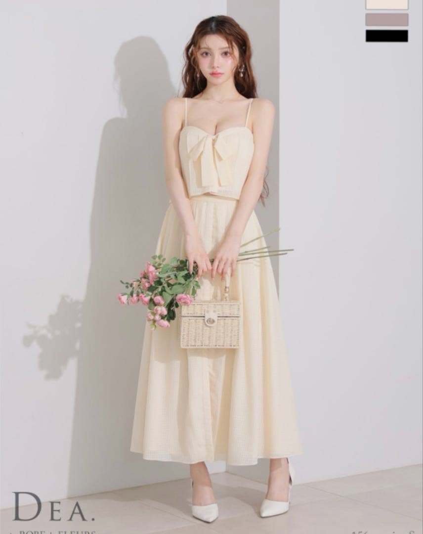 ローブドフルール　ドレス　クリームイエロー　Sサイズ