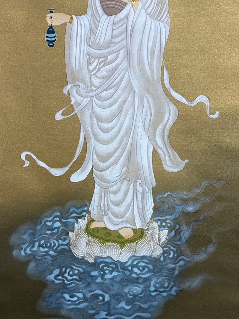 白衣観音　幸雪筆　絹本　仏教美術　共箱　送料込み251023