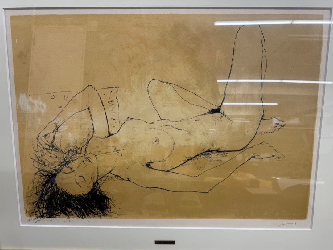 リトグラフ ジャン・ジャンセン　横たわるベロニック　直筆サイン