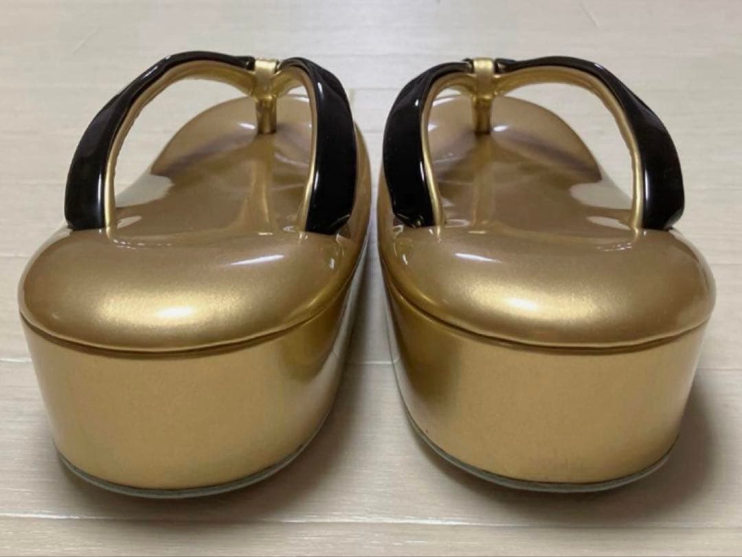 《美品》草履バッグセット　ゴールド　ブラック