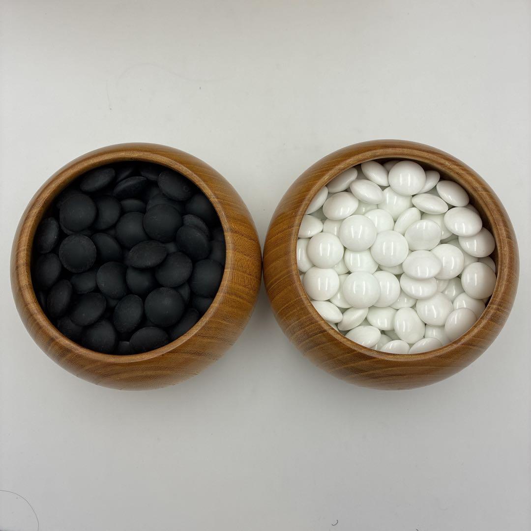 【美品・箱付き】欅碁笥 特大 ケヤキ40号碁石付き 高級碁笥