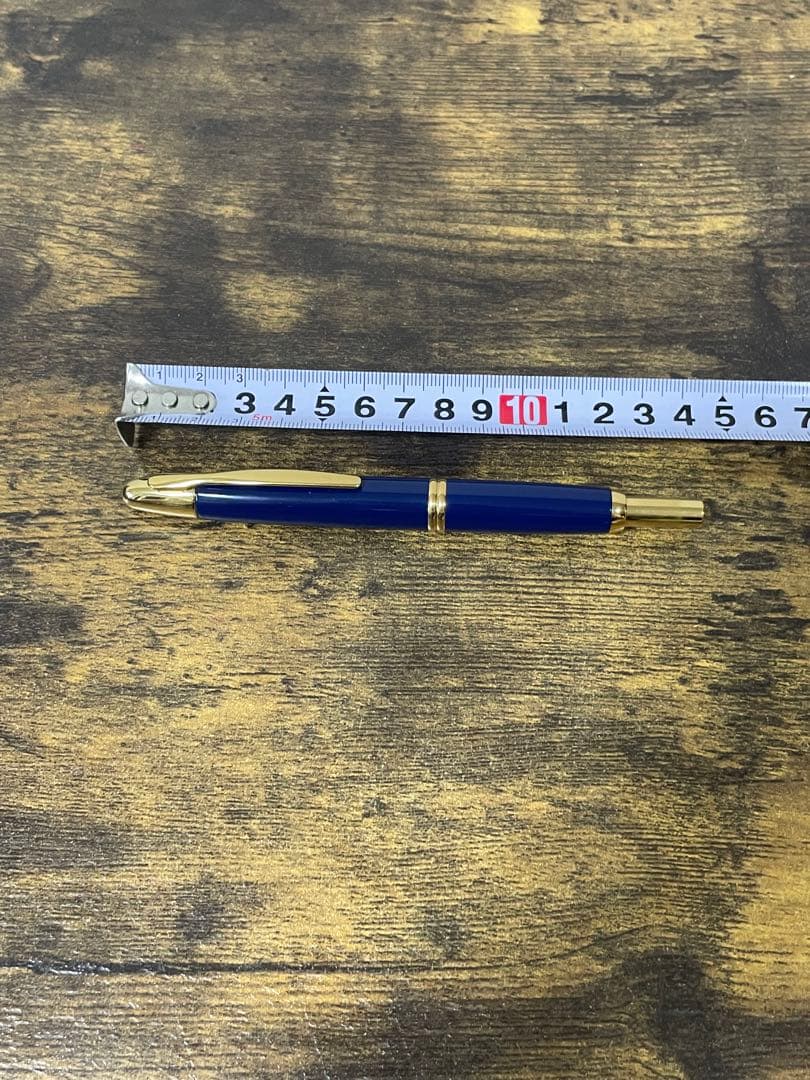筆記確認＆洗浄済　ディープブルー×ゴールド 18金　細字　キャップレス　万年筆