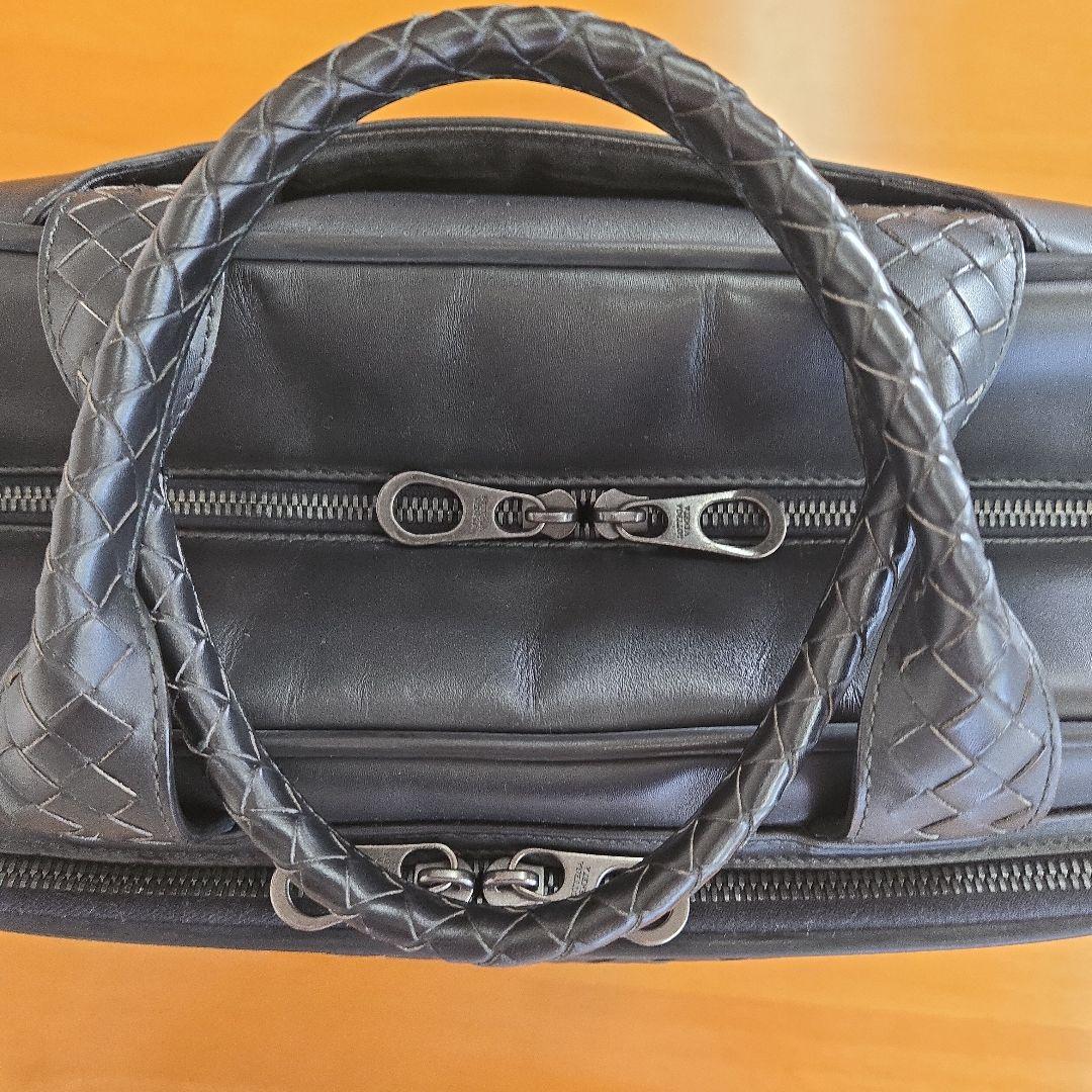 編み込みレザー ビジネスバッグ 黒