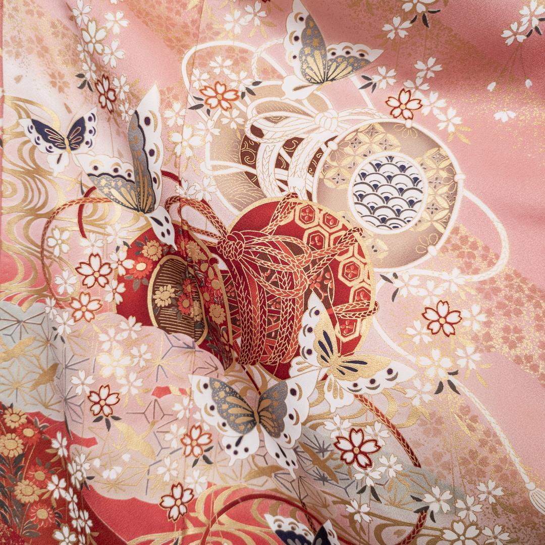 値下げコメント対応しません R7SK1333 振袖+帯 2点セット 金彩