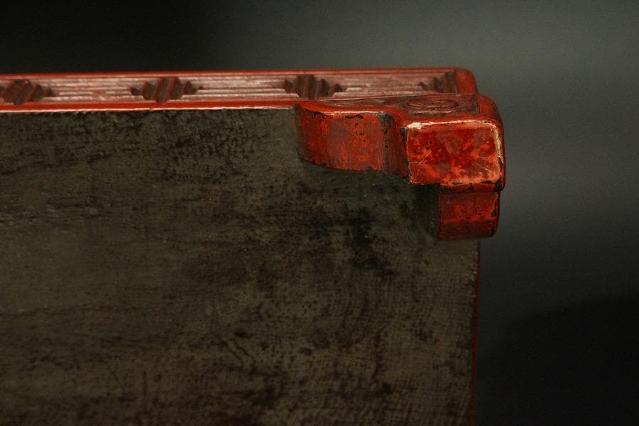 武具甲冑 讃岐 堆朱 刻 雲蝙蝠 鹿角 吉祥 刀掛(LC328)