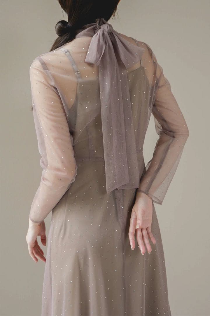 kaene ラインストーンボウタイドレス