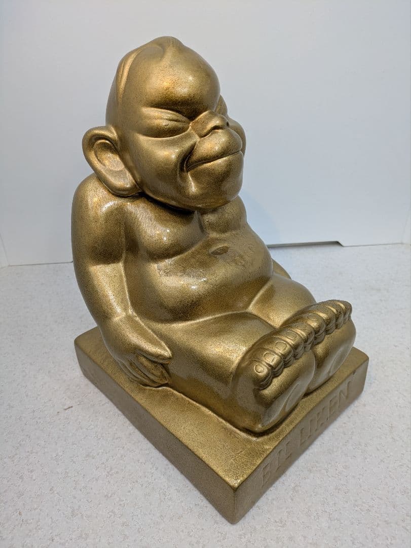 ☆b719、幸運や繁栄をもたらす神様 ビリケン像の置物 金色 特大