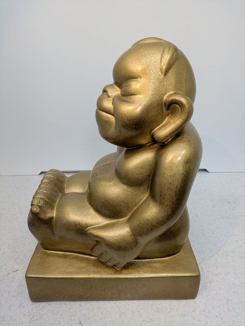 ☆b719、幸運や繁栄をもたらす神様 ビリケン像の置物 金色 特大