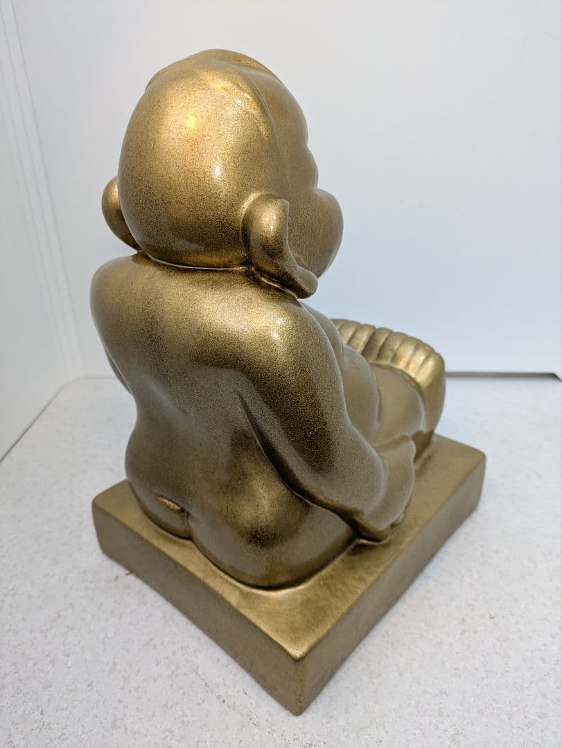 ☆b719、幸運や繁栄をもたらす神様 ビリケン像の置物 金色 特大