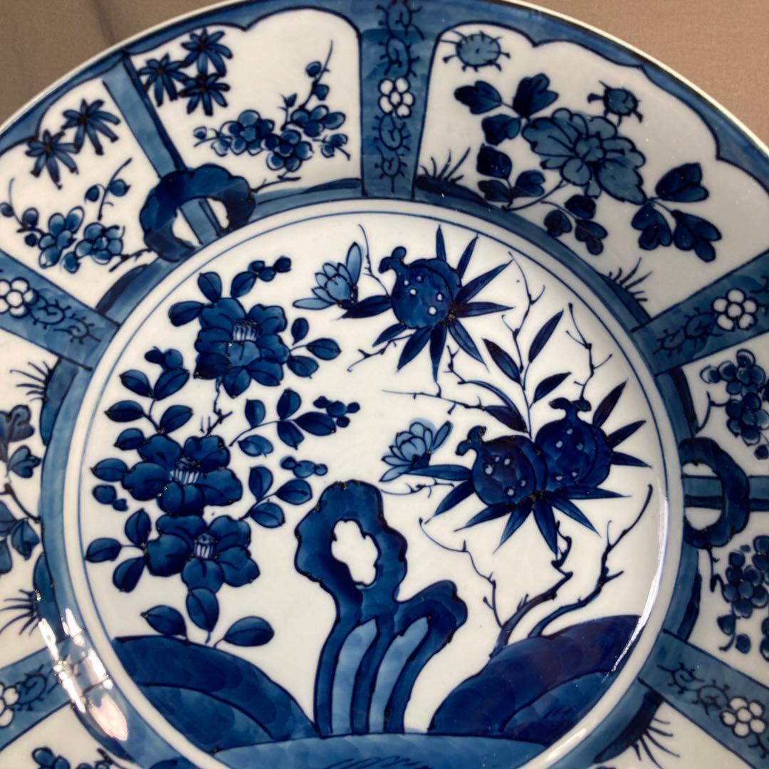 【源右衛門】古伊万里の伝統　日本の名窯　舘林源右衛門作　染付芙蓉手　大深皿