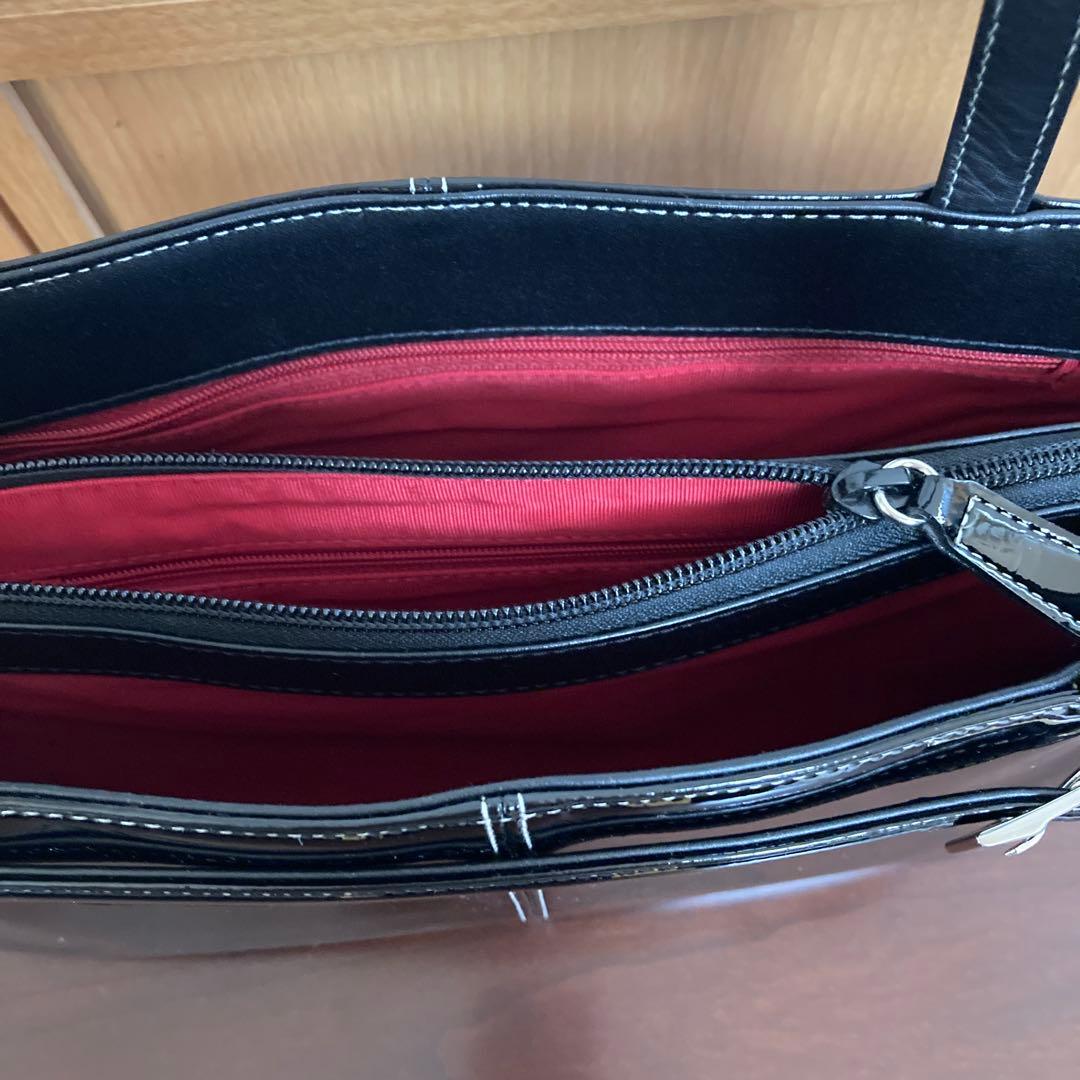 濱野皮革工藝　ハマノ HAMANO セレブミニ ショルダーバッグ　エナメル　黒