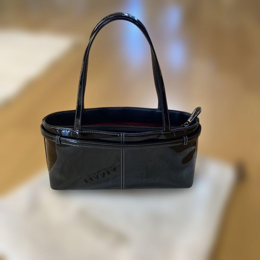 濱野皮革工藝　ハマノ HAMANO セレブミニ ショルダーバッグ　エナメル　黒