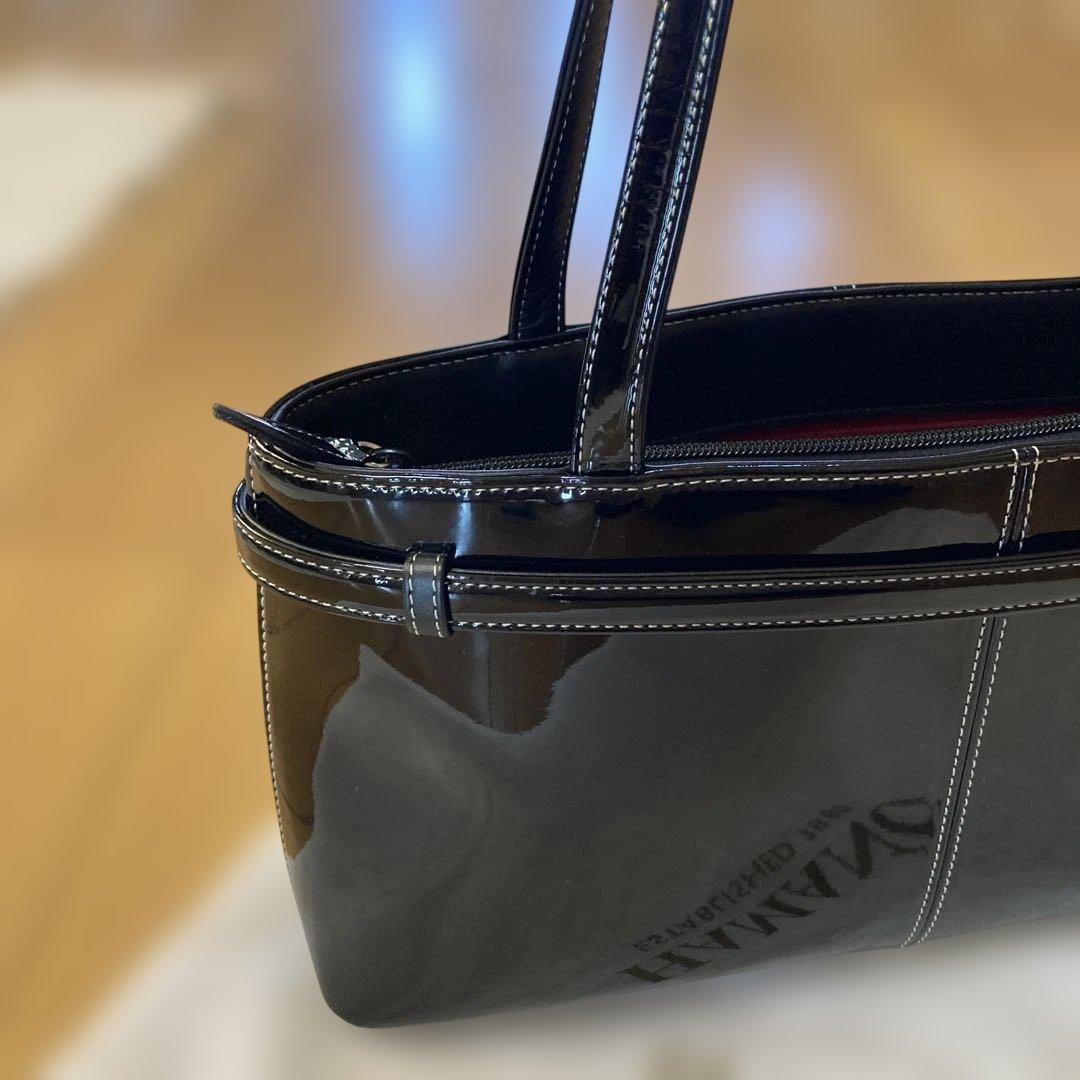 濱野皮革工藝　ハマノ HAMANO セレブミニ ショルダーバッグ　エナメル　黒