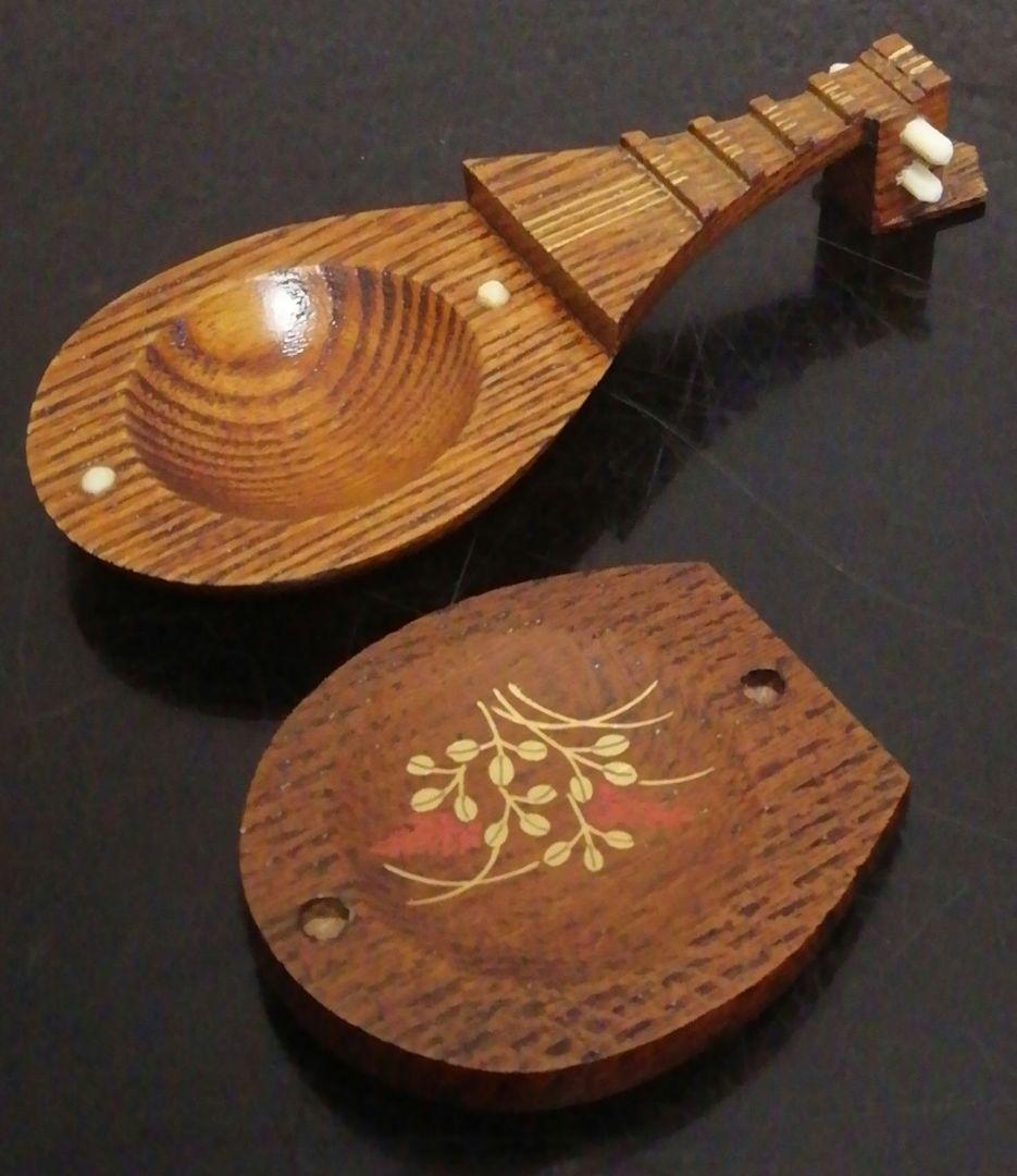 秀峰作　輪島塗　琵琶　香合　共箱　茶道具